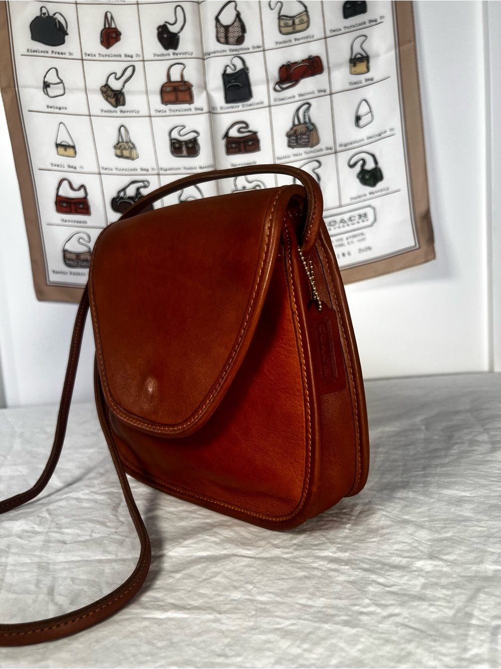 VTG Coach Lindsay Bag British Tan Leather Crossbody 9888 Made in USA
